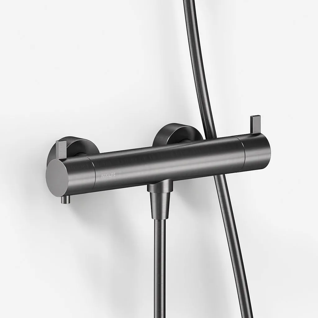 ArkiLife AVAO AABT204 S02 - Thermostat inkl. Brauseset, Stick, PVD Brushed Gun Metal