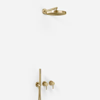 Semplice SBR801 S01 - Duschset, Ø24 cm, Wandmontage, PVD gebürstetes Messing