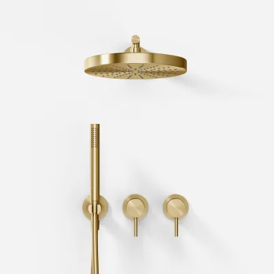 Semplice SBR801 S01 - Duschset, Ø24 cm, Wandmontage, PVD gebürstetes Messing