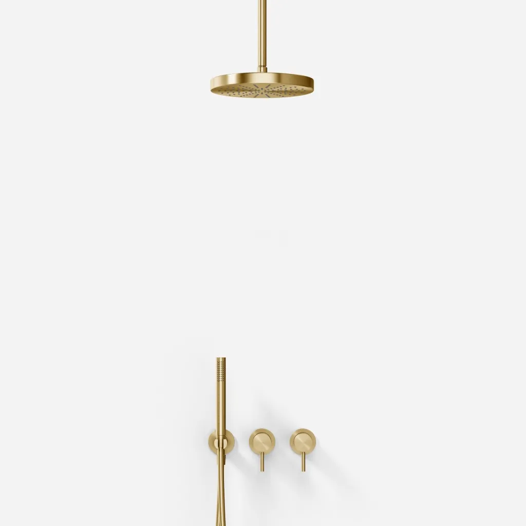 Semplice SBR801 S03 - Duschset, Ø24 cm, Decke, PVD gebürstetes Messing