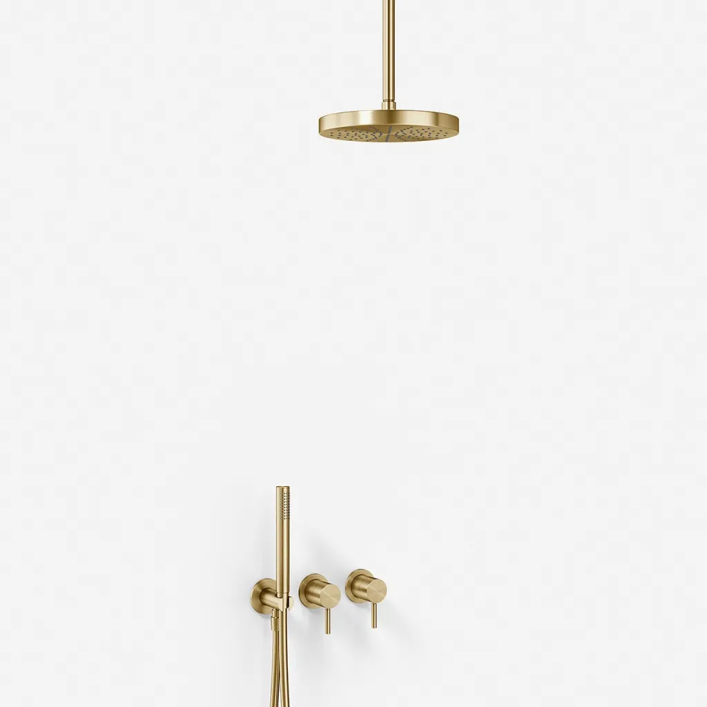 Semplice SBR801 S03 - Duschset, Ø24 cm, Decke, PVD gebürstetes Messing