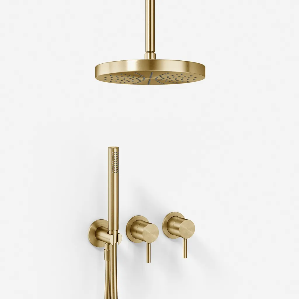 Semplice SBR801 S03 - Duschset, Ø24 cm, Decke, PVD gebürstetes Messing