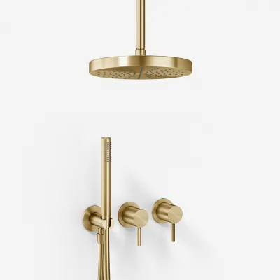 Semplice SBR801 S03 - Duschset, Ø24 cm, Decke, PVD gebürstetes Messing