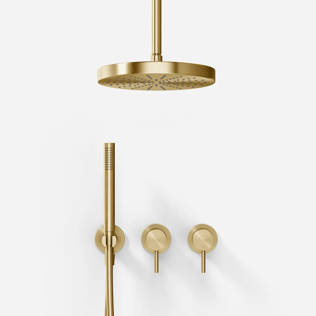 Semplice SBR801 S03 - Duschset, Ø24 cm, Decke, PVD gebürstetes Messing