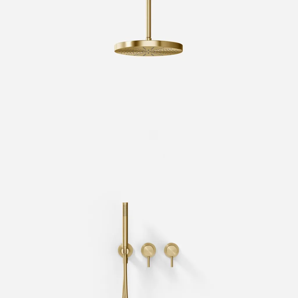 Semplice SBR801 S04 - Duschset, Ø28 cm, Decke, PVD gebürstetes Messing
