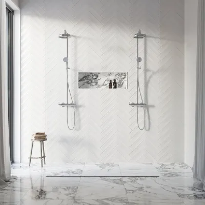 Hassel&Teudt HRL10 S01 - SmartTerm Duschstangenset mit Ø21 cm. Rain DeLuxe mit EasyClean, Chrom