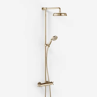 Hassel&Teudt HRL10 II S01 - SmartTerm Duschstangenset mit Ø21 cm. Rain DeLuxe mit EasyClean, Messing poliert, natur