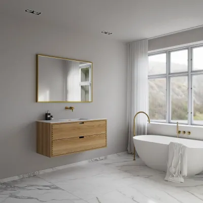 CPH Tapwork Soho 120 - MKII, mit Fingerklopfen bearbeitete Schränke aus natürlicher Eiche, einschließlich Mathvid SolidTec®-Spüle