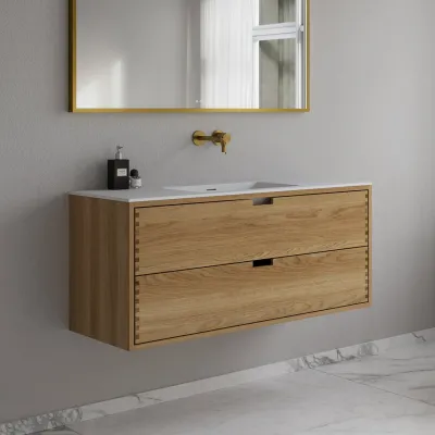 CPH Tapwork Soho 120 - MKII, mit Fingerklopfen bearbeitete Schränke aus natürlicher Eiche, einschließlich Mathvid SolidTec®-Spüle