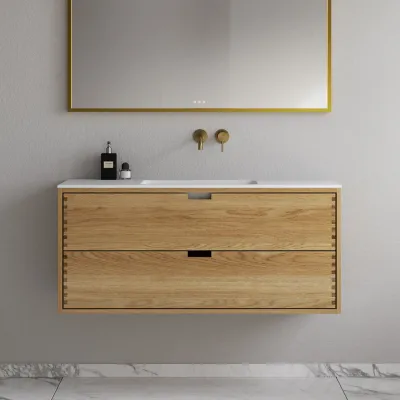 CPH Tapwork Soho 120 - MKII, mit Fingerklopfen bearbeitete Schränke aus natürlicher Eiche, einschließlich Mathvid SolidTec®-Spüle