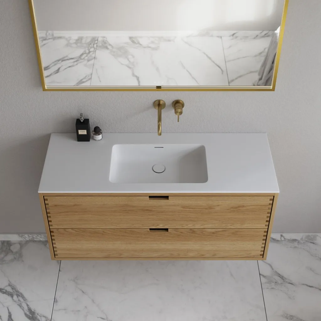 CPH Tapwork Soho 120 - MKII, mit Fingerklopfen bearbeitete Schränke aus natürlicher Eiche, einschließlich Mathvid SolidTec®-Spüle