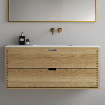 CPH Tapwork Soho 120 - MKII, mit Fingerklopfen bearbeitete Schränke aus natürlicher Eiche, einschließlich Mathvid SolidTec®-Spüle