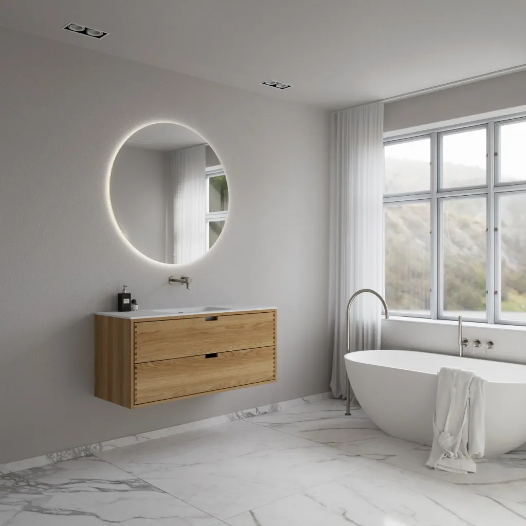 CPH Tapwork Soft 120 - MKII, mit Fingerklopfen bearbeitete Schränke aus natürlicher Eiche, einschließlich Mathvid SolidTec®-Spüle