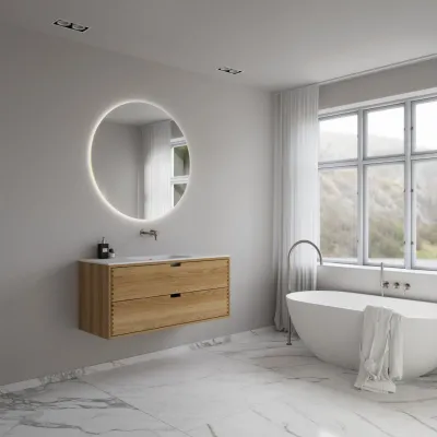 CPH Tapwork Soft 120 - MKII, mit Fingerklopfen bearbeitete Schränke aus natürlicher Eiche, einschließlich Mathvid SolidTec®-Spüle