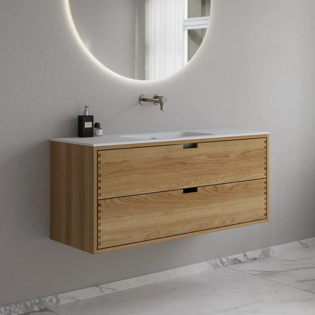 CPH Tapwork Soft 120 - MKII, mit Fingerklopfen bearbeitete Schränke aus natürlicher Eiche, einschließlich Mathvid SolidTec®-Spüle