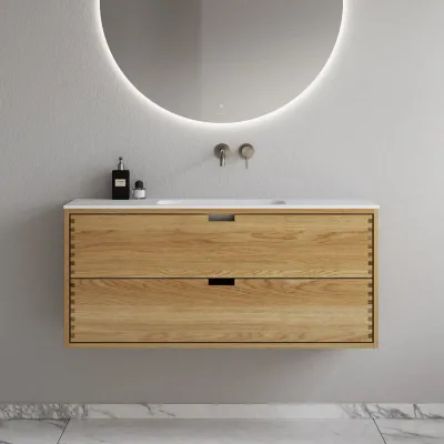 CPH Tapwork Soft 120 - MKII, mit Fingerklopfen bearbeitete Schränke aus natürlicher Eiche, einschließlich Mathvid SolidTec®-Spüle