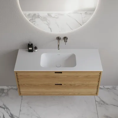 CPH Tapwork Soft 120 - MKII, mit Fingerklopfen bearbeitete Schränke aus natürlicher Eiche, einschließlich Mathvid SolidTec®-Spüle