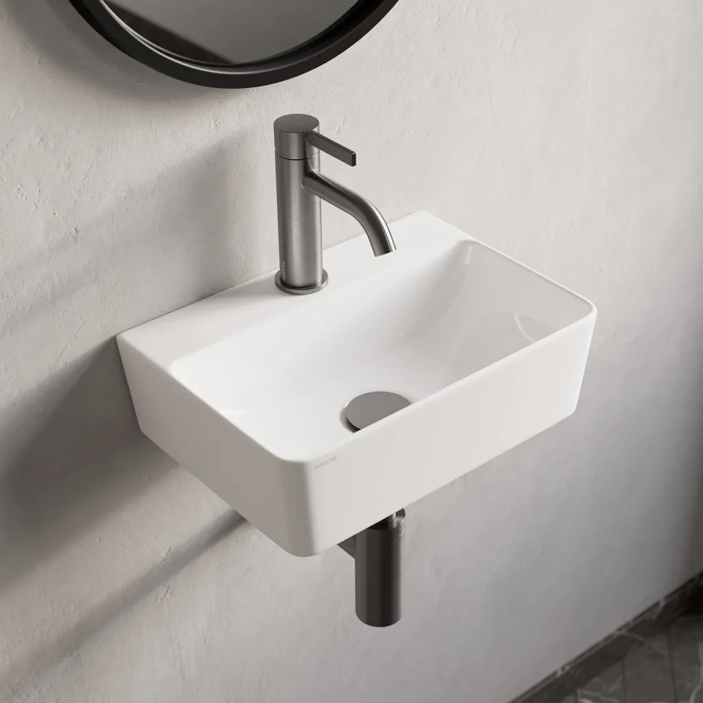 Stilo 365 - 36,5 × 25,5 cm, Waschbecken aus weißem Porzellan 