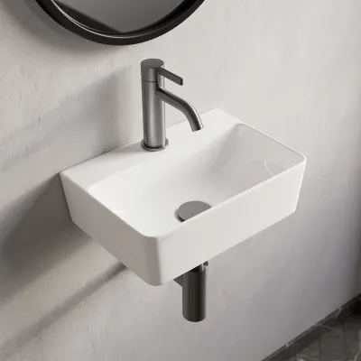 Stilo 365 - 36,5 × 25,5 cm, Waschbecken aus weißem Porzellan 