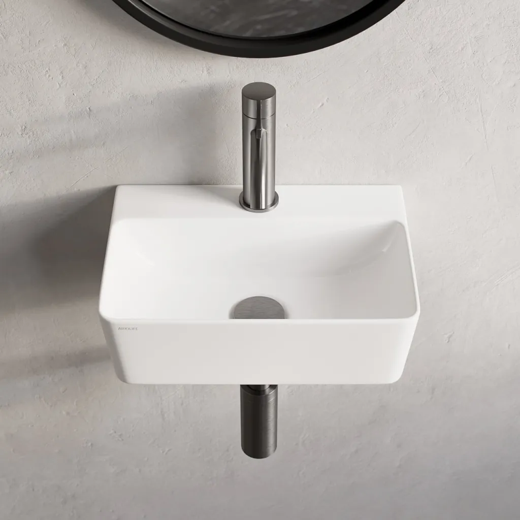 Stilo 365 - 36,5 × 25,5 cm, Waschbecken aus weißem Porzellan 
