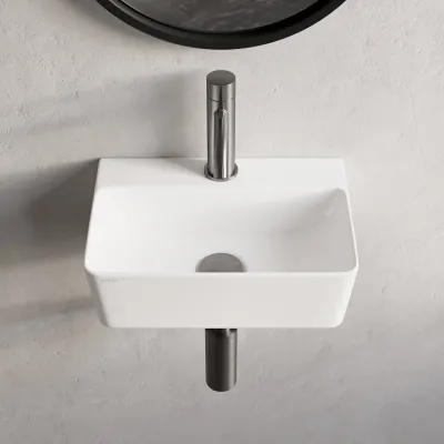 Stilo 365 - 36,5 × 25,5 cm, Waschbecken aus weißem Porzellan 