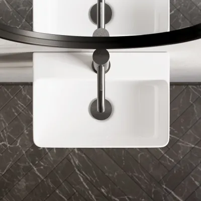 Stilo 365 - 36,5 × 25,5 cm, Waschbecken aus weißem Porzellan 