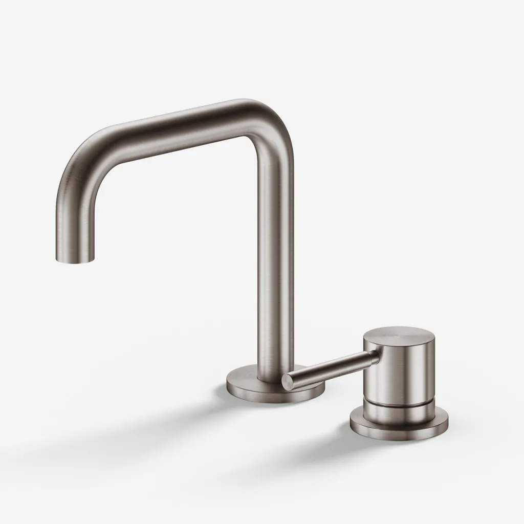 Semplice SHV405 S02 - Waschtischarmatur mit festem Auslauf, PVD-gebürsteter Stahl