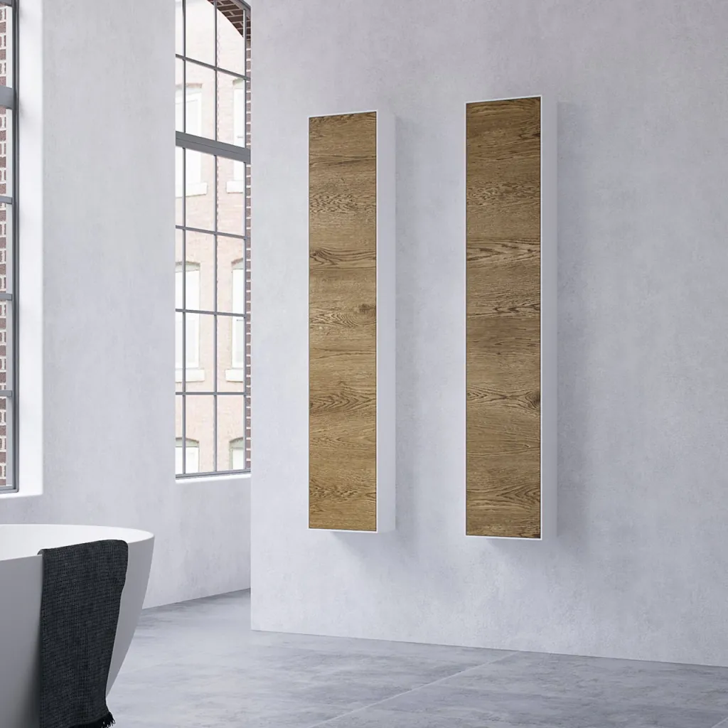 Copenhagen Chic CC1630 - Hoher Schrank aus Mattvid Corian® und roher Wildeiche