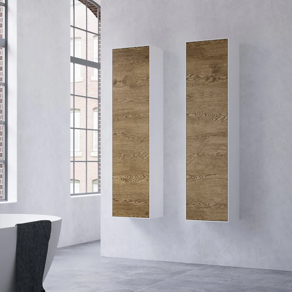Copenhagen Chic CC3540 - Hoher Schrank aus Mattvid Corian® und roher Wildeiche