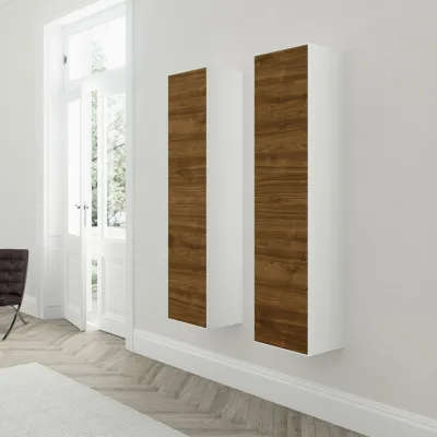 Copenhagen Chic CC3540 - Hoher Schrank aus mattweißem Corian® und amerikanischem Nussbaum