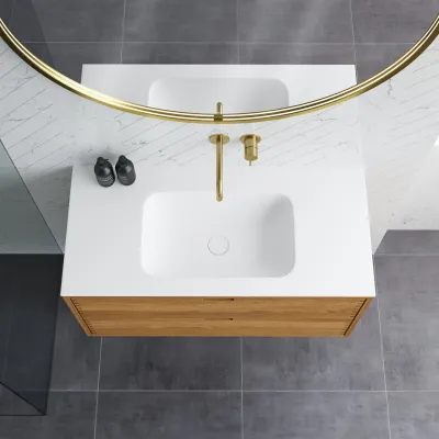 CPH Tapwork Soft 100 - MKII, Schränke in Natureiche, inklusive mattweißer SolidTec-Spüle