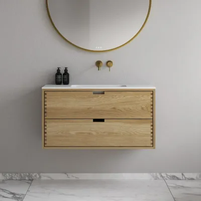 CPH Tapwork Soft 100 - MKII, Schränke in Natureiche, inklusive mattweißer SolidTec-Spüle