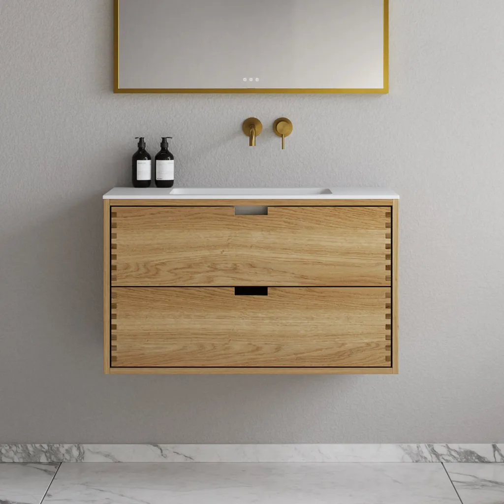 CPH Tapwork Soho 90 - MKII, mit Fingerklopfen bearbeitete Schränke aus natürlicher Eiche, einschließlich Mathvid SolidTec®-Spüle