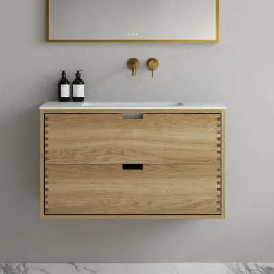CPH Tapwork Soho 90 - MKII, mit Fingerklopfen bearbeitete Schränke aus natürlicher Eiche, einschließlich Mathvid SolidTec®-Spüle