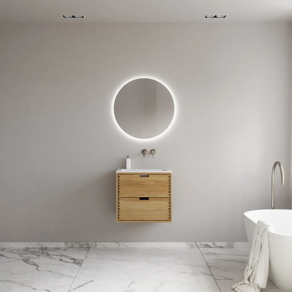 CPH Tapwork Soft 60 - MKII, mit Fingerklopfen bearbeitete Schränke aus natürlicher Eiche, einschließlich Mathvid SolidTec®-Spüle