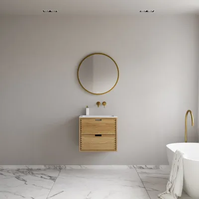 CPH Tapwork Soho 60 - MKII, mit Fingerklopfen bearbeitete Schränke aus natürlicher Eiche, einschließlich Mathvid SolidTec®-Spüle