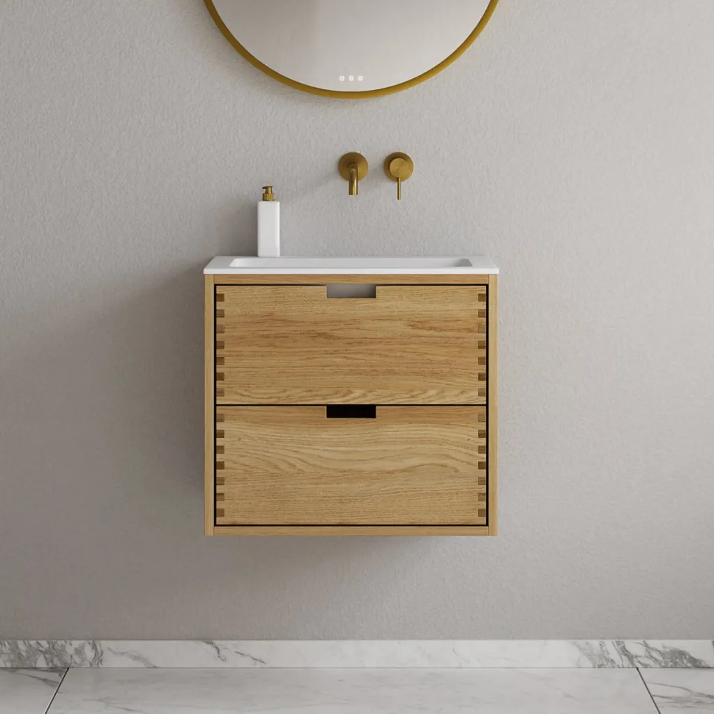 CPH Tapwork Soho 60 - MKII, mit Fingerklopfen bearbeitete Schränke aus natürlicher Eiche, einschließlich Mathvid SolidTec®-Spüle