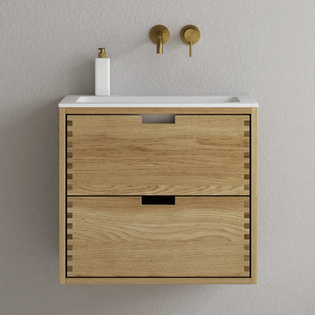 CPH Tapwork Soho 60 - MKII, mit Fingerklopfen bearbeitete Schränke aus natürlicher Eiche, einschließlich Mathvid SolidTec®-Spüle
