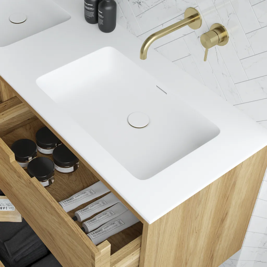 CPH Tapwork Soho 80 - MKII, Schrankfronten mit Fingerzapfung in Eiche Natur inklusive Mathvid SolidTec® Spüle