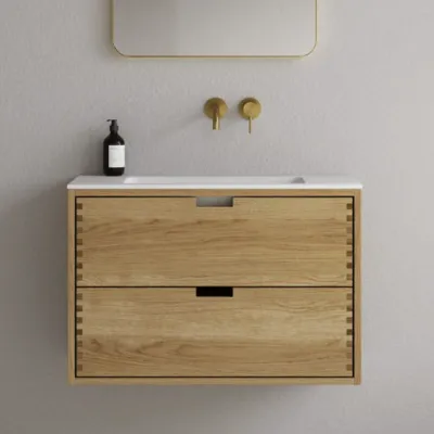 CPH Tapwork Soho 80 - MKII, Schrankfronten mit Fingerzapfung in Eiche Natur inklusive Mathvid SolidTec® Spüle