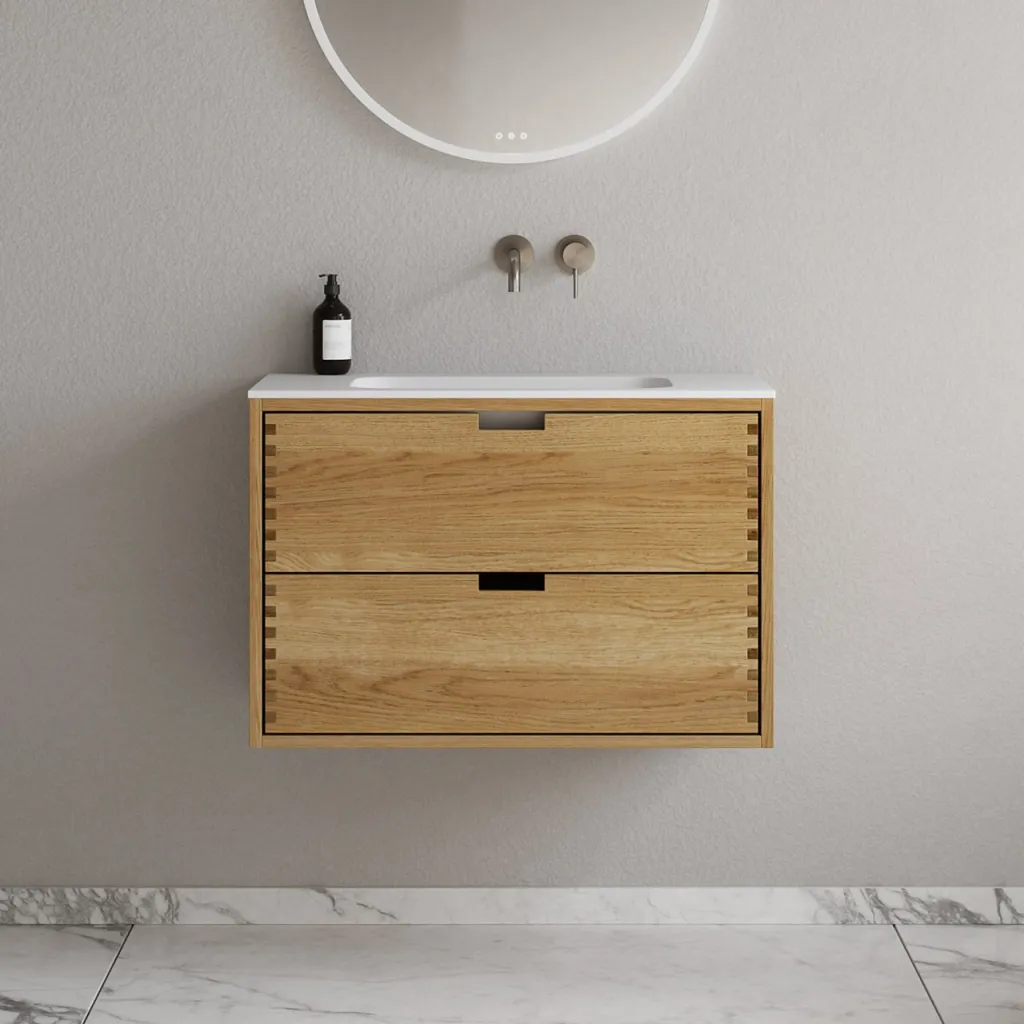 CPH Tapwork Soft 80 - MKII, mit Fingerklopfen bearbeitete Schränke aus natürlicher Eiche, einschließlich Mathvid SolidTec®-Spüle