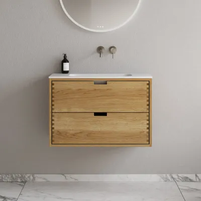 CPH Tapwork Soft 80 - MKII, mit Fingerklopfen bearbeitete Schränke aus natürlicher Eiche, einschließlich Mathvid SolidTec®-Spüle