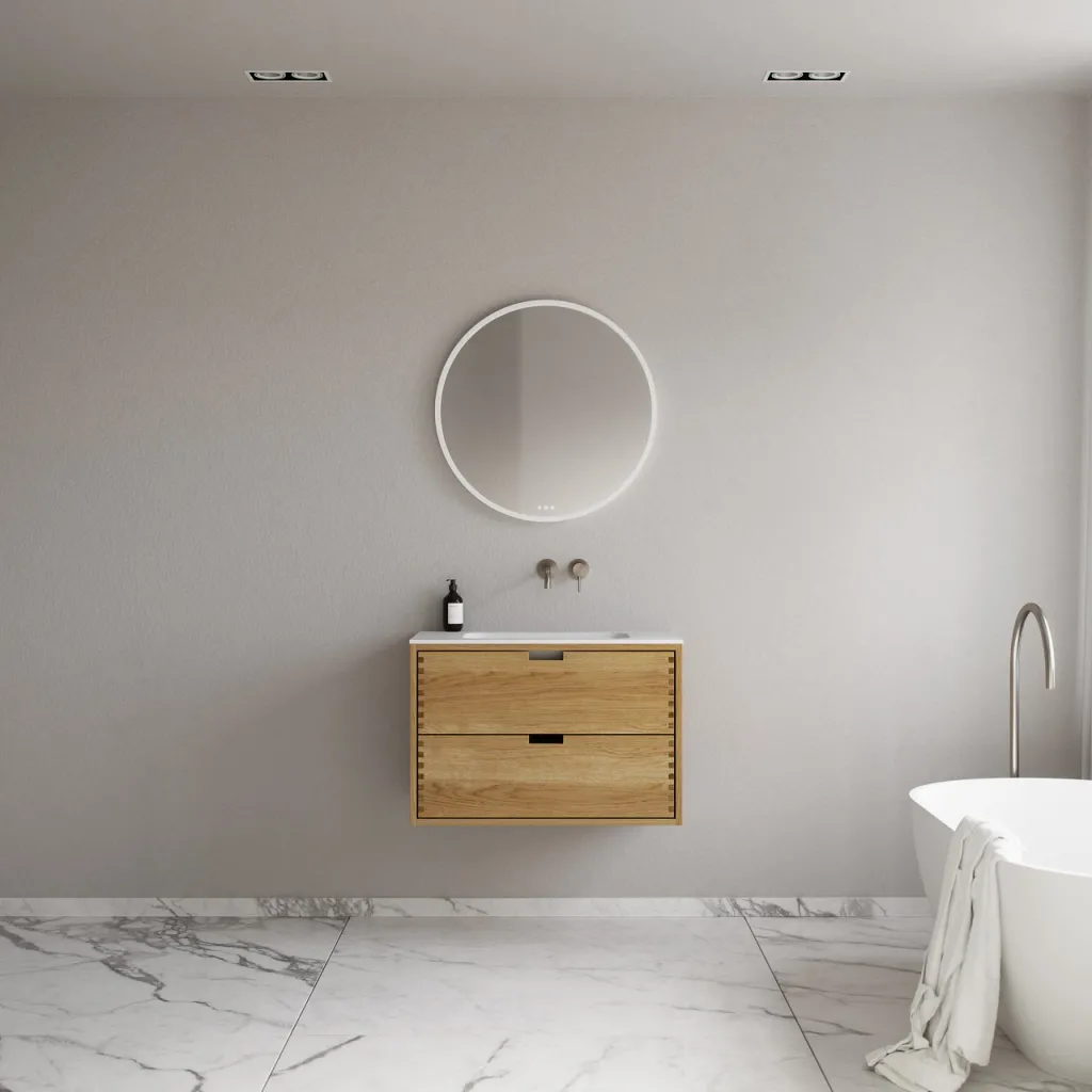CPH Tapwork Soft 80 - MKII, mit Fingerklopfen bearbeitete Schränke aus natürlicher Eiche, einschließlich Mathvid SolidTec®-Spüle
