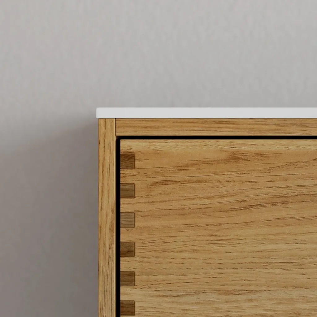 CPH Tapwork Soho 160D - MKII, Schränke in Natureiche, inklusive mattweißer SolidTec-Spüle