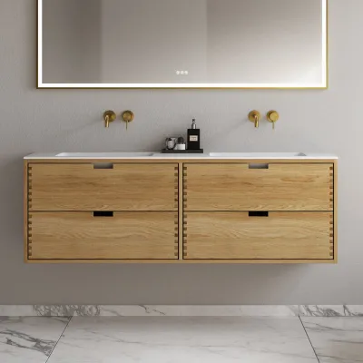 CPH Tapwork Soho 160D - MKII, Schränke in Natureiche, inklusive mattweißer SolidTec-Spüle
