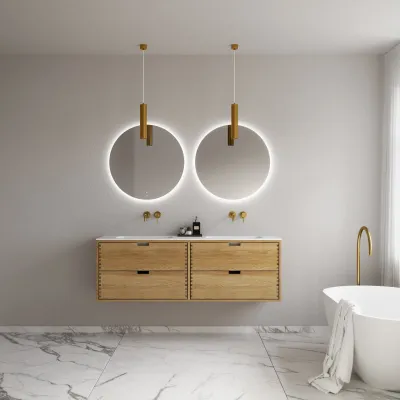 CPH Tapwork Soft 160D - MKII, Schränke in Natureiche, inklusive mattweißer SolidTec-Spüle