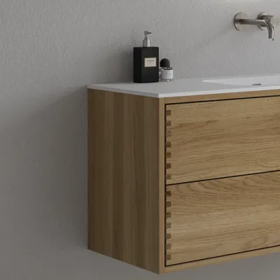 CPH Tapwork Soft 160L - MKII, Schränke in Natureiche, inklusive mattweißer SolidTec-Spüle