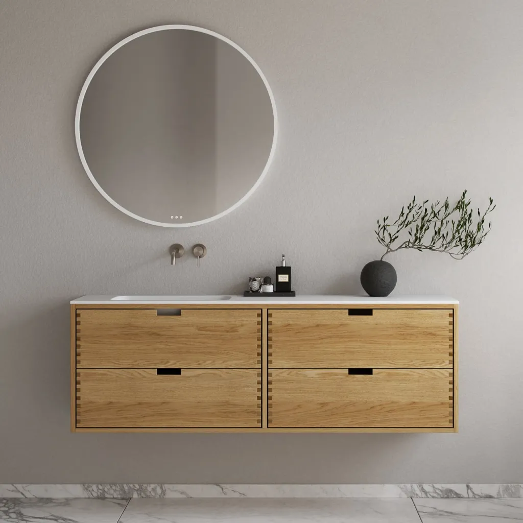 CPH Tapwork Soft 160L - MKII, Schränke in Natureiche, inklusive mattweißer SolidTec-Spüle