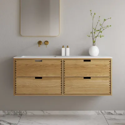 CPH Tapwork Soho 140L - MKII, Schränke in Natureiche, inklusive mattweißer SolidTec-Spüle