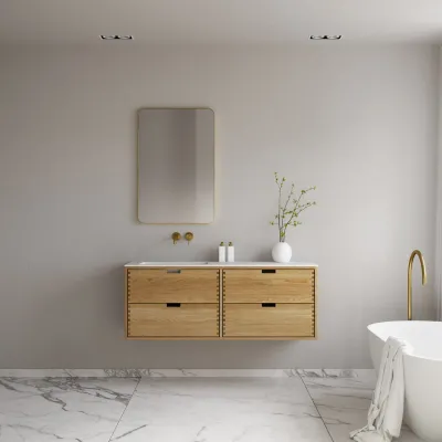 CPH Tapwork Soho 140L - MKII, Schränke in Natureiche, inklusive mattweißer SolidTec-Spüle